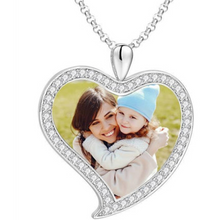 Load image into Gallery viewer, Cubic Zirconia Heart Photo Necklace