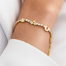 Load image into Gallery viewer, Cubic Zirconia Tennis Personalized 18k Gold Plated Bracelet
