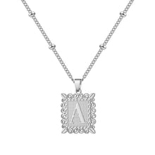 Load image into Gallery viewer, Initial Square A-Z 18k Gold Pendant Necklace