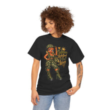 Load image into Gallery viewer, Camo Girl Graphic Tee – "Confidence Looks Good On Every Woman" Military Pinup T-Shirt