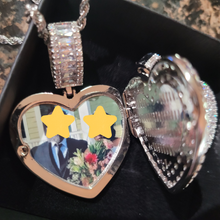 Load image into Gallery viewer, Blinged Out Zircon Heart Picture Locket Pendant Necklace – Personalized Photo Necklace, Custom Heart Locket Jewelry, Gift for Her