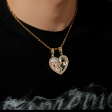 Load image into Gallery viewer, CZ Broken Heart Personalized Photo Pendant Necklace