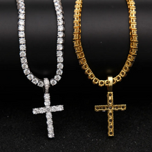 Load image into Gallery viewer, CZ Micro Paved Unisex Cross Pendant Necklace