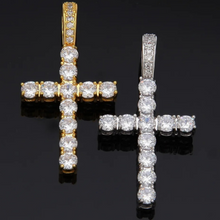 Load image into Gallery viewer, CZ Micro Paved Unisex Cross Pendant Necklace