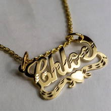 Load image into Gallery viewer, Personalized Gold Plated Heart with Bar Custom Necklace