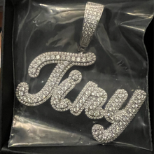 Load image into Gallery viewer, HMU Ladies Miami Style AAA CZ Brush Stroke Custom Name/Number Necklace Large Letters