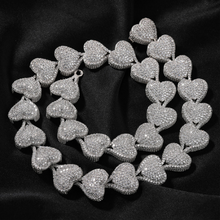 Load image into Gallery viewer, HMU Ladies Cubic Zirconia Micro Paved Heavy Heart Necklace