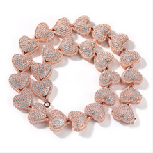Load image into Gallery viewer, HMU Ladies Cubic Zirconia Micro Paved Heavy Heart Necklace