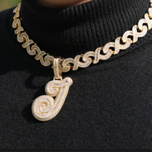 Load image into Gallery viewer, HMU Ladies Infiniti CZ A-Z Cursive Large Initial Letter Pendant Necklace