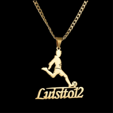 Load image into Gallery viewer, 18k Gold Plated Soccer Player Personalized Pendant Necklace