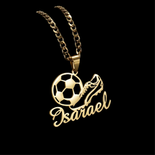 Load image into Gallery viewer, 18k Gold Plated Soccer Ball Personalized Pendant Necklace