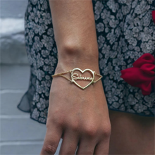 Load image into Gallery viewer, 18k Gold Plated Stainless Steel Double Layered Chain Heart Pendant Personalized Earrings - Custom Name Jewelry for Women