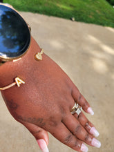 Load image into Gallery viewer, Personalized Zirconia 14k Gold-Plated Stainless Steel Bangle Bracelet - Custom Initial/Heart Jewelry