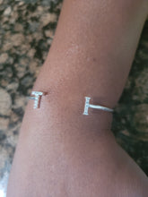 Load image into Gallery viewer, Personalized Zirconia 14k Gold-Plated Stainless Steel Bangle Bracelet - Custom Initial Jewelry