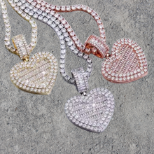 Load image into Gallery viewer, Blinged Out Zircon Heart Picture Locket Pendant Necklace – Personalized Photo Necklace, Custom Heart Locket Jewelry, Gift for Her