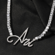 Load image into Gallery viewer, Luxury Style Cursive Letters CZ Personalized Tennis Necklace
