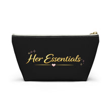 Load image into Gallery viewer, Her Essentials Cosmetic Pouch — Black T‑Bottom Accessory Bag