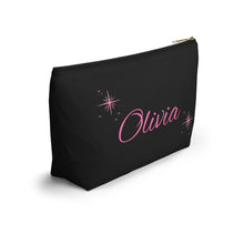 Load image into Gallery viewer, Personalized Black & Pink Makeup Bag — Personalized Script Accessory Pouch
