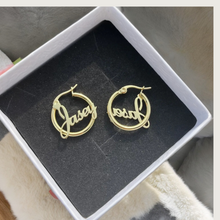 Load image into Gallery viewer, 18K Personalized 18mm Hoop Earrings