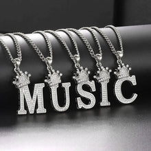 Load image into Gallery viewer, Crown Zircon Alphabet Charm Unisex Necklace
