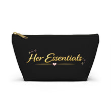 Load image into Gallery viewer, Her Essentials Cosmetic Pouch — Black T‑Bottom Accessory Bag