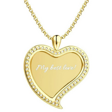 Load image into Gallery viewer, Cubic Zirconia Heart Photo Necklace