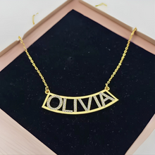 Load image into Gallery viewer, CZ Personalized Stainless Steel 18k Gold-Plated Name Bar Necklace - Custom Engraved Jewelry Gift for Women