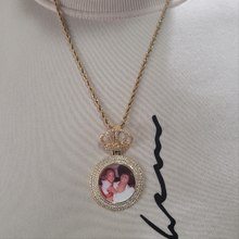 Load image into Gallery viewer, Custom CZ Crown Photo Pendant Necklace - 18k Real Gold-Plated Stainless Steel Personalized Picture Necklace