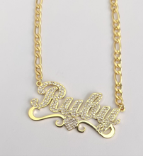 Load image into Gallery viewer, HMU Ladies CZ Heart Bar Necklace