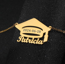 Load image into Gallery viewer, 14K Personalized Graduation Cap Necklace