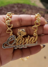 Load image into Gallery viewer, Hello Kitty XOXO Personalized Double Plated Necklace with Diamond Cut Hearts
