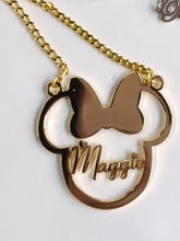 Load image into Gallery viewer, Minnie Mouse Gold Plated Personalized Necklace