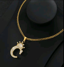 Load image into Gallery viewer, Crown Zircon Alphabet Charm Unisex Necklace