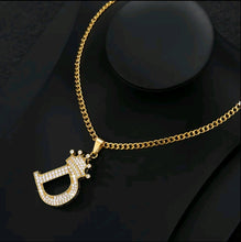 Load image into Gallery viewer, Crown Zircon Alphabet Charm Unisex Necklace