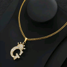 Load image into Gallery viewer, Crown Zircon Alphabet Charm Unisex Necklace