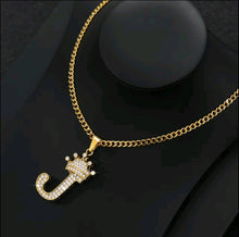 Load image into Gallery viewer, Crown Zircon Alphabet Charm Unisex Necklace