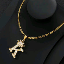 Load image into Gallery viewer, Crown Zircon Alphabet Charm Unisex Necklace