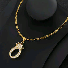 Load image into Gallery viewer, Crown Zircon Alphabet Charm Unisex Necklace