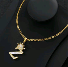 Load image into Gallery viewer, Crown Zircon Alphabet Charm Unisex Necklace