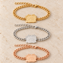 Load image into Gallery viewer, Betty Boop face bracelets laid flat in gold, silver and rose gold