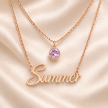 Load image into Gallery viewer, Custom Name Double Layered Necklace with Birthstone | Personalized Name Jewelry Gift for Women