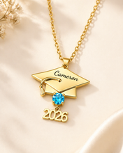 Load image into Gallery viewer, Custom Graduation Necklace with Name, Year & Birthstone – Class of 2026 Gift