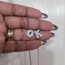 Load image into Gallery viewer, Paved CZ Bubble Letter Personalized Necklace
