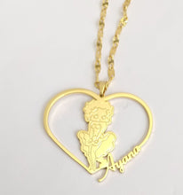 Load image into Gallery viewer, Personalized Custom Made Heart Pendant Betty Boop Necklace