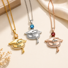 Load image into Gallery viewer, Custom Graduation Necklace with Name, Year & Birthstone – Class of 2026 Gift