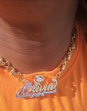 Load image into Gallery viewer, Hello Kitty XOXO Personalized Double Plated Necklace with Diamond Cut Hearts