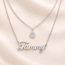 Load image into Gallery viewer, Custom Name Double Layered Necklace with Birthstone | Personalized Name Jewelry Gift for Women
