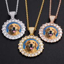 Load image into Gallery viewer, 3A Zircon Custom Photo Pendant Necklace, Memorial Necklace, Personalized Picture Necklace, Engraved Back Pendant Gift