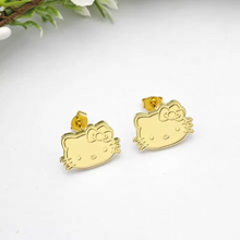 Load image into Gallery viewer, Glam Kitty Collection Personalized 3D Double Plated Necklace and Earrings Set with Diamond Cuts