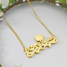 Load image into Gallery viewer, Glam Kitty Collection Personalized 3D Double Plated Necklace and Earrings Set with Diamond Cuts